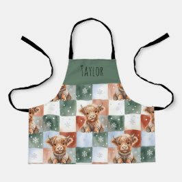 Highland Cow Christmas Crew Personalized Kids Schürze