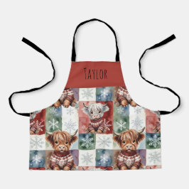 Highland Cow Christmas Cute Personalized Kids Schürze