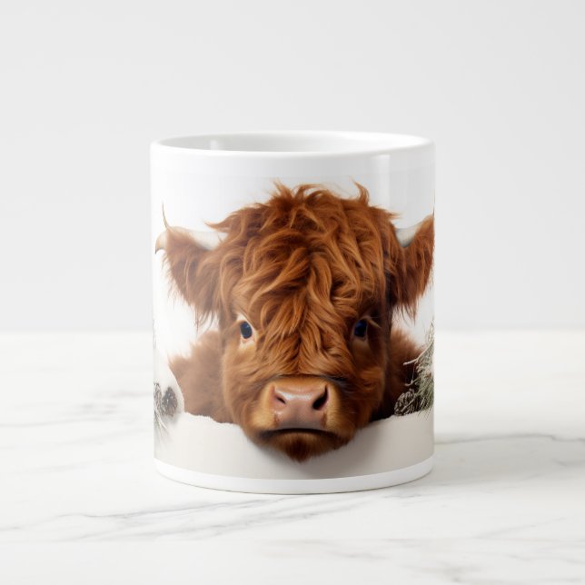 Highland Cow Christmas Jumbo-Tasse (Vorderseite)