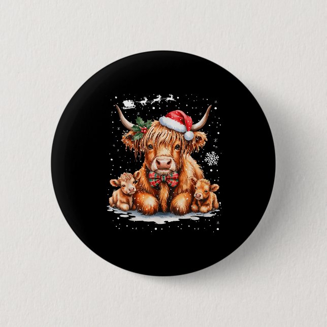 Highland Cow Christmas Outfit Idea Women Xmas High Button (Vorderseite)