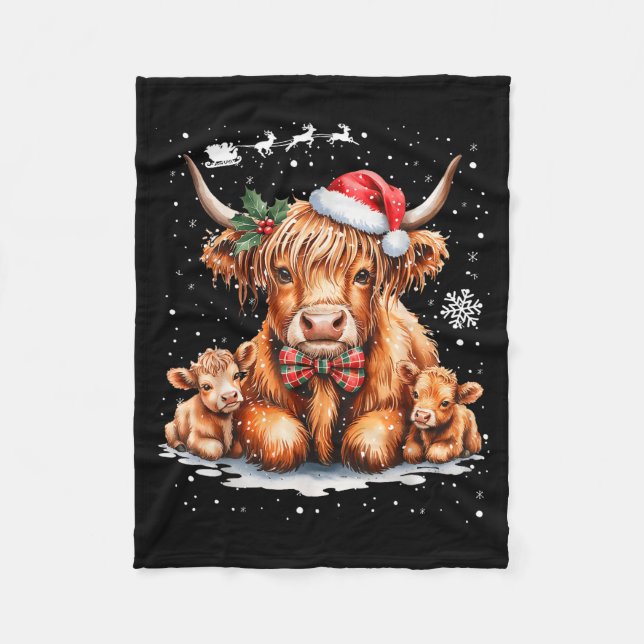 Highland Cow Christmas Outfit Idea Women Xmas High Fleecedecke (Vorderseite)
