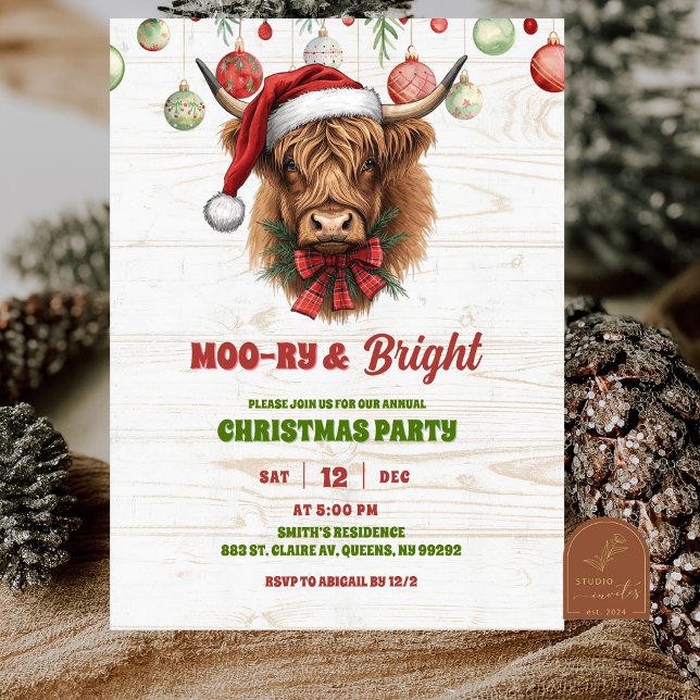 Highland cow christmas party einladung (Von Creator hochgeladen)
