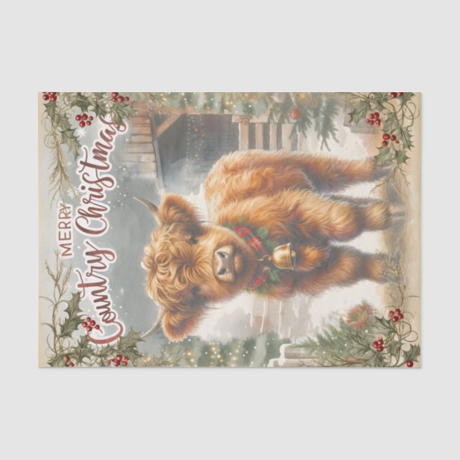 Highland Cow Christmas Seidenpapier (Vorderseite)