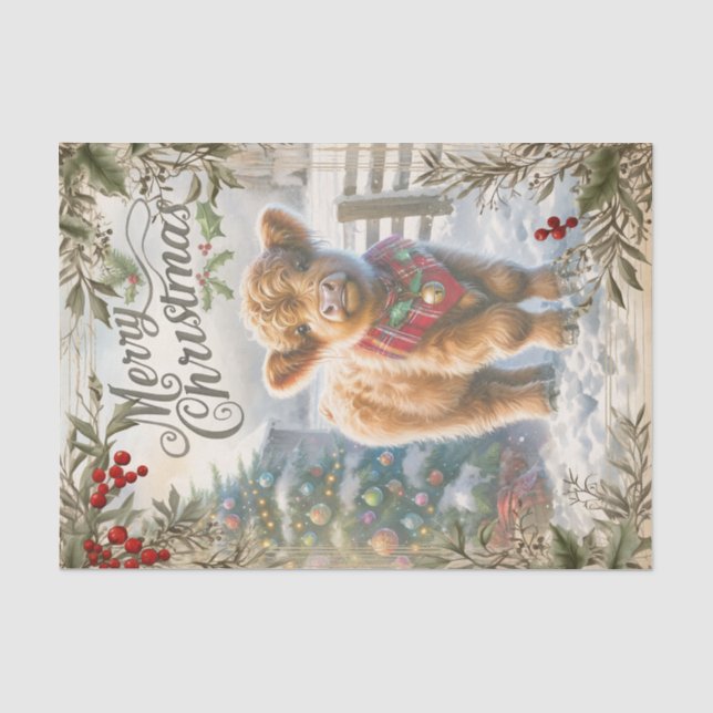Highland Cow Christmas Seidenpapier (Vorderseite)