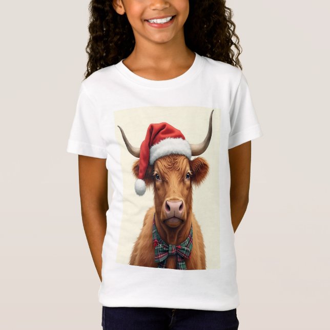 Highland Cow Christmas T-Shirt (Vorderseite)