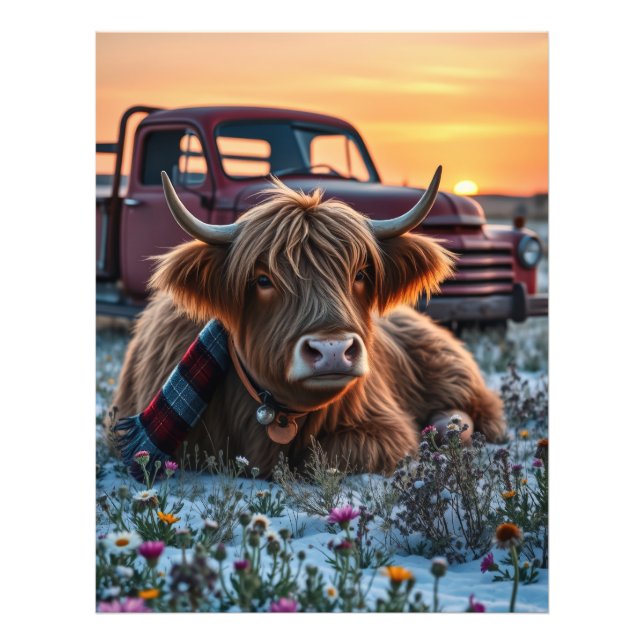 Highland Cow Country Weihnachten Fotodruck (Vorne)
