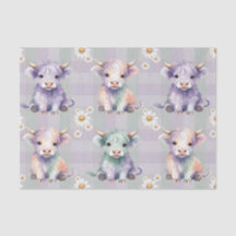 Highland Cow Easter Daisy Flowers Pastel