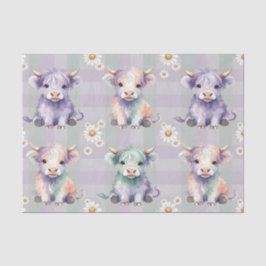Highland Cow Easter Daisy Flowers Pastel Seidenpapier