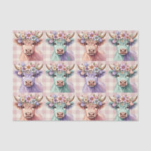Highland Cow Easter Flowers in Pastel