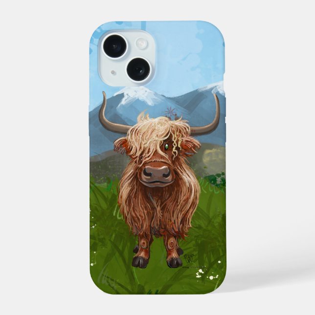 Highland Cow Electronics iPhone 15 Hülle (Rückseite)