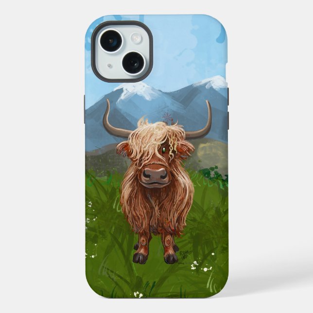 Highland Cow Electronics iPhone 15 Plus Hülle (Rückseite)