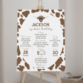 Highland Cow First Birthday Meilenstein-Zeichen Poster