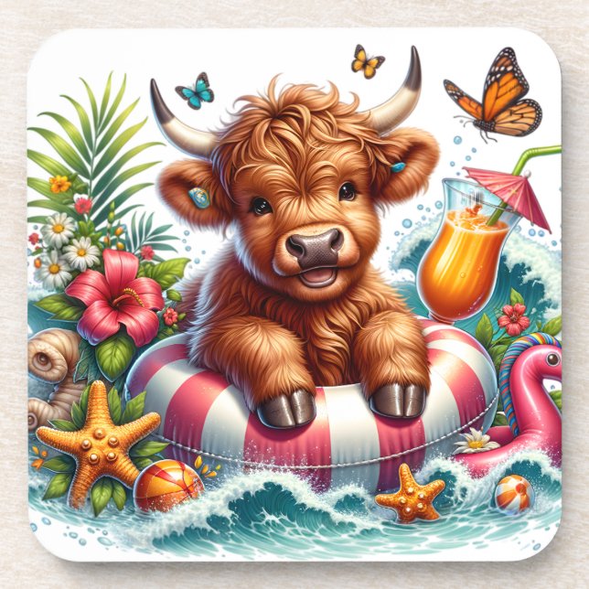 Highland Cow Getränkeuntersetzer (Vorderseite)