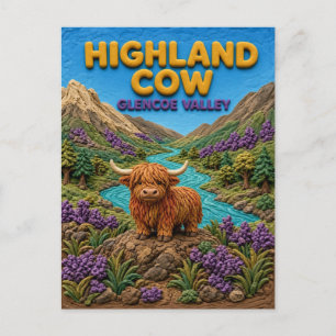 Highland Cow Glencoe Valley Moderne KlayKoo Postkarte