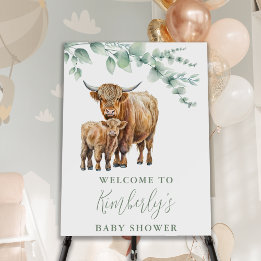 Highland Cow Green Baby shower d'animaux de ferme