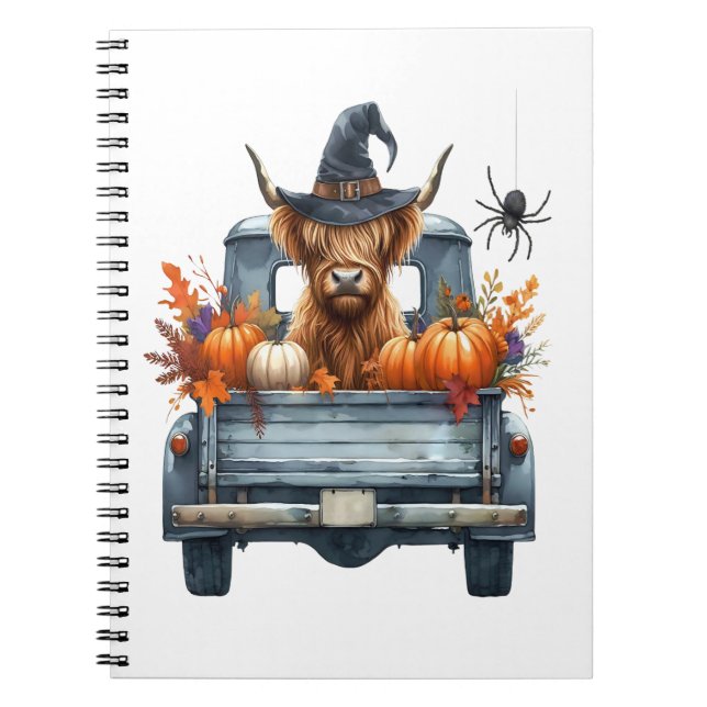 Highland Cow Halloween Fall Notizblock (Vorderseite)