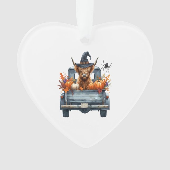 Highland Cow Halloween Fall Ornament (Vorderseite)