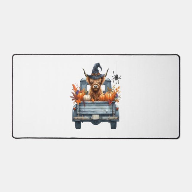 Highland Cow Halloween Fall Schreibtischunterlage (Vorderseite)