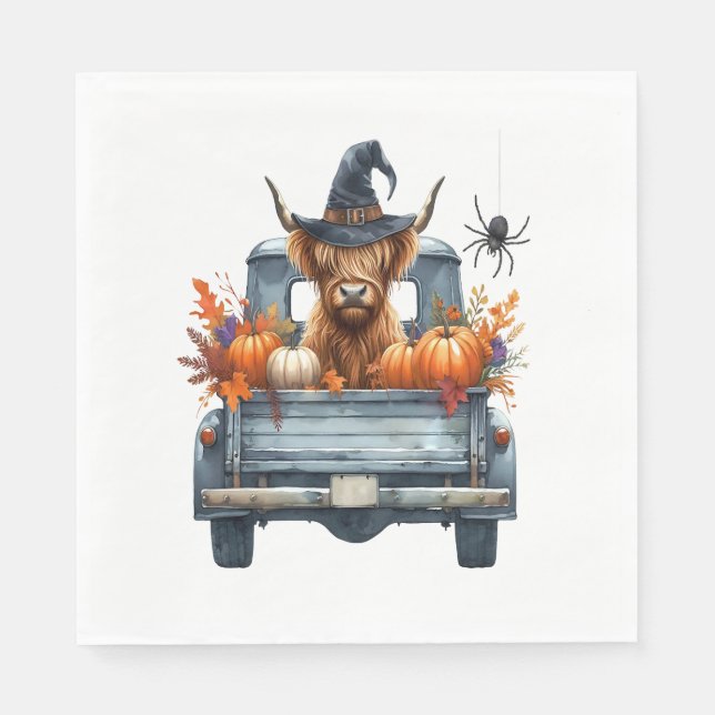 Highland Cow Halloween Fall Serviette (Vorderseite)