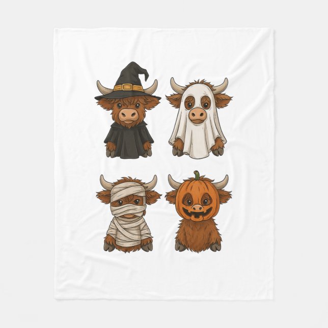 Highland Cow Halloween Funny Fall Spooky Fleecedecke (Vorderseite)