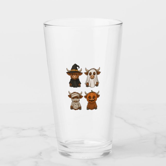 Highland Cow Halloween Funny Fall Spooky Glas (Vorderseite)