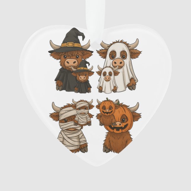 Highland Cow Halloween Funny Fall Spooky Ornament (Vorderseite)