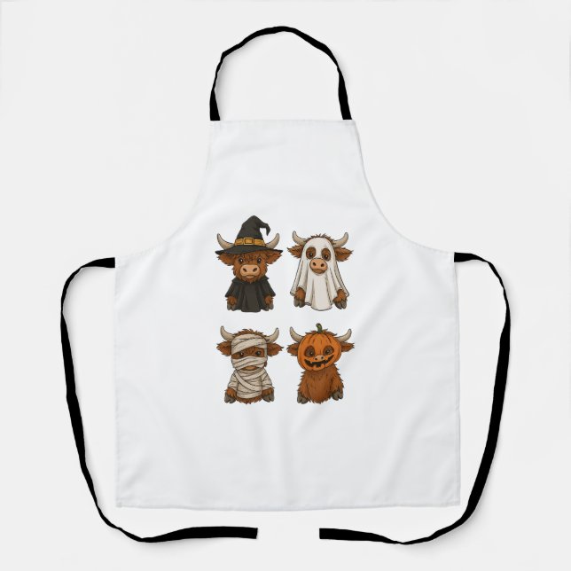 Highland Cow Halloween Funny Fall Spooky Schürze (Vorderseite)