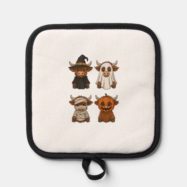 Highland Cow Halloween Funny Fall Spooky Topflappen (Vorderseite)
