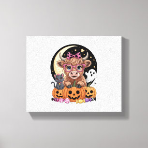 Highland Cow Halloween Spooky Saison Leinwanddruck