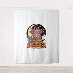 Highland Cow Halloween Spooky Saison Wandteppich