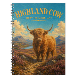 Highland-Cow Heather-Moorland Aquarell GeoSaga Notizblock