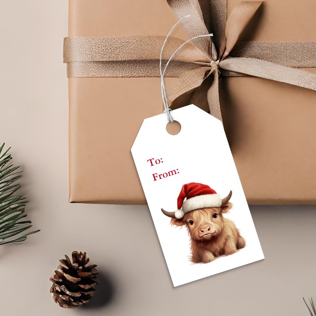 Highland Cow Holiday Gift Tag Geschenkanhänger (Von Creator hochgeladen)