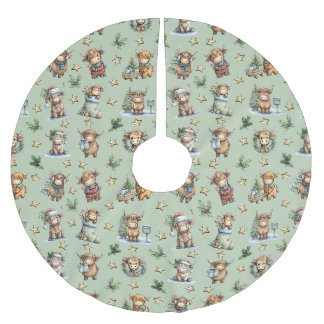 Highland Cow Holiday Parade Polyester Weihnachtsbaumdecke