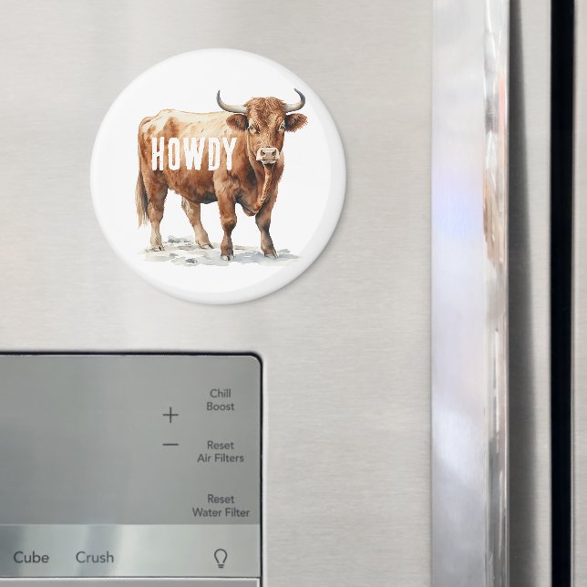 Highland Cow Howdy Magnet (In Situ (Kühlschrank))