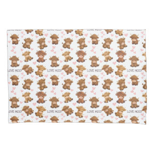 Highland Cow I Liebe Moo Heart Kissenbezug