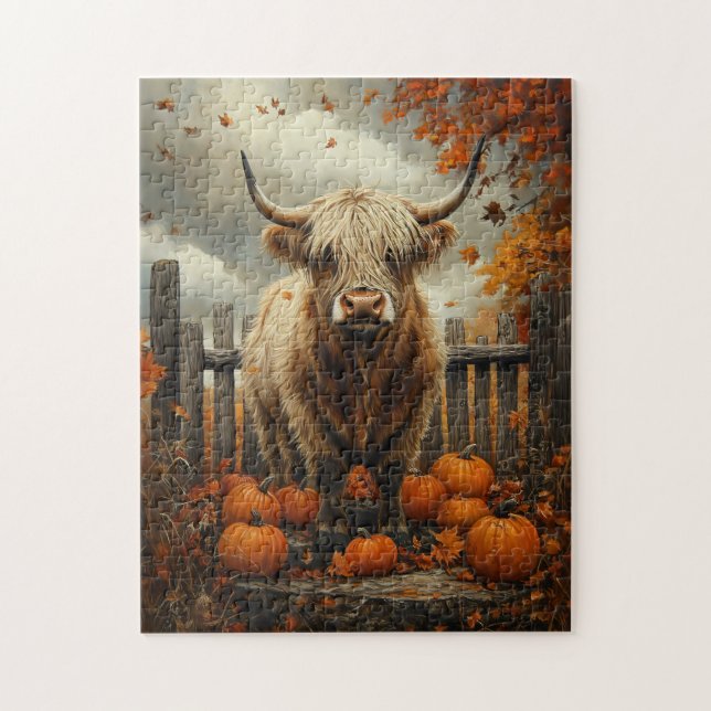 Highland Cow in Pumpkin Patch (Vertikal)