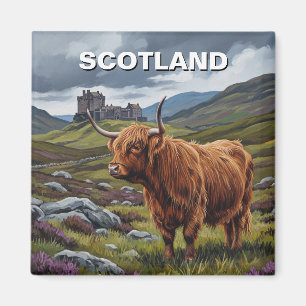 Highland Cow in Schottland Travel Magnet