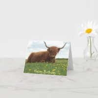 Highland Cow Meadow Birthday Card