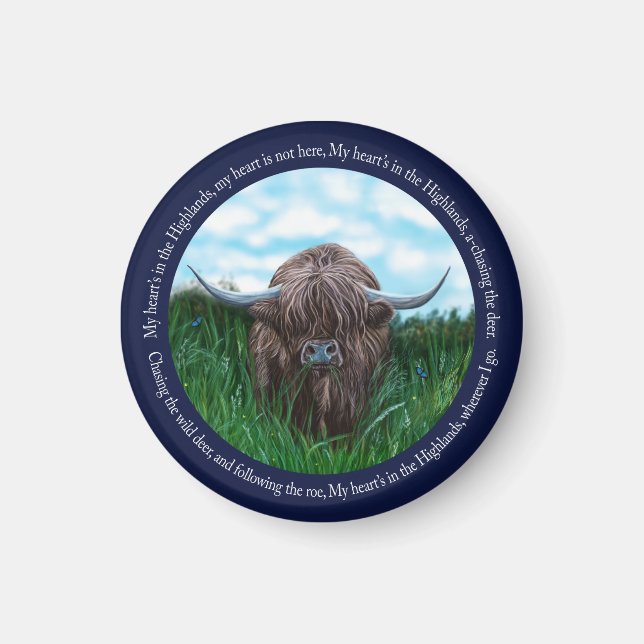 Highland Cow, mein Herz liegt im Hochland Magnet (Vorne)