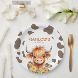 Highland Cow meine erste Rodeo-Geburtstagspartei Pappteller