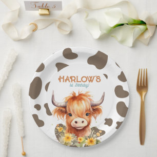 Highland Cow meine erste Rodeo-Geburtstagspartei Pappteller