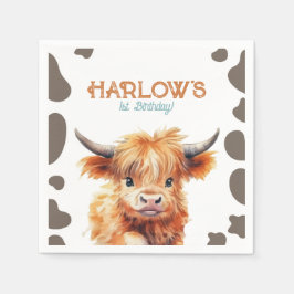 Highland Cow meine erste Rodeo-Geburtstagspartei Serviette