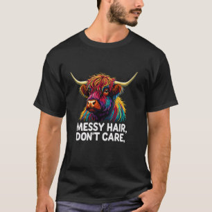 Highland Cow Messy Hair farbenfroh T-Shirt