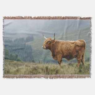 Highland Cow Misty Morning Decke