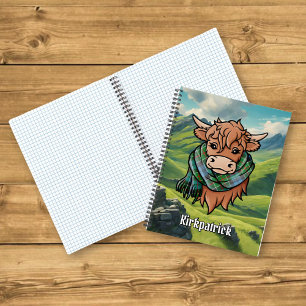 Highland Cow mit Kirkpatrick Tartan Scarf Notizbuch