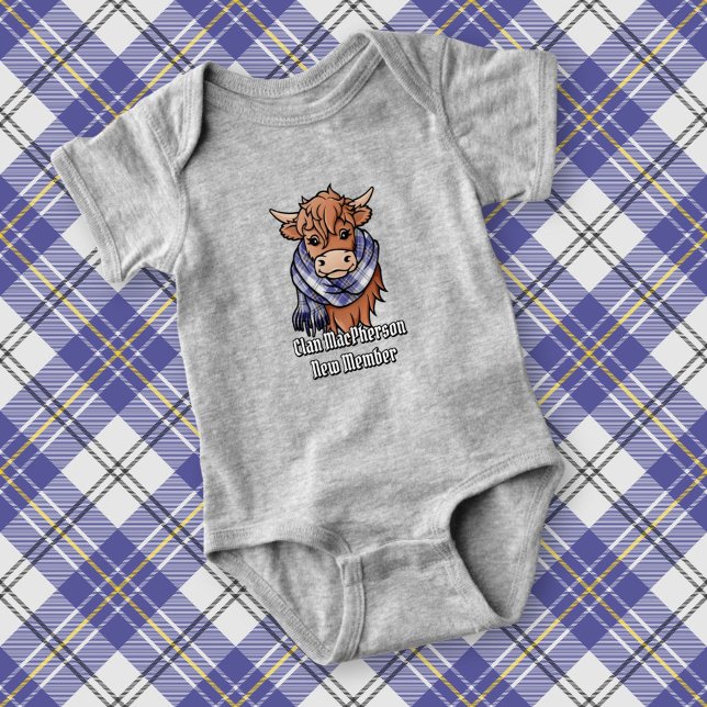 Highland Cow mit MacPherson Blue Dress Scarf Baby Strampler (Von Creator hochgeladen)