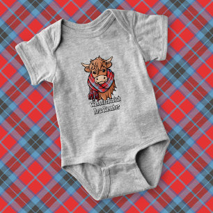 Highland Cow mit MacTavish Tartan Scarf Baby Strampler