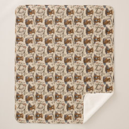 Highland Cow Morning Coffee Cozy Farmhouse Pattern Sherpadecke