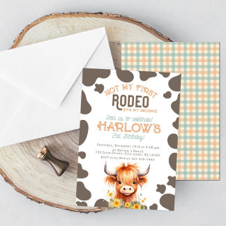 Highland Cow nicht mein erstes Rodeo Cowgirl Gebur Einladung