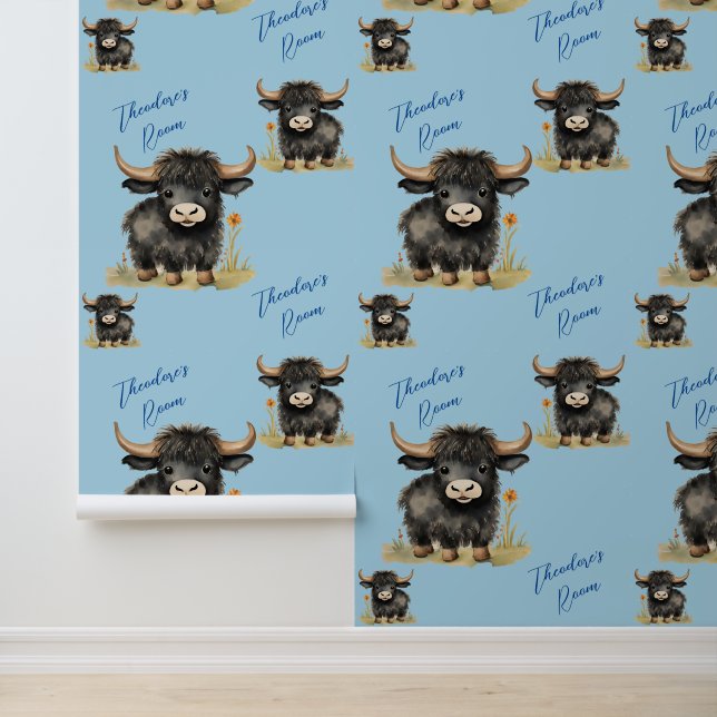 Highland Cow Niedlich Boys Schlafzimmer Tapete (Anwendung)